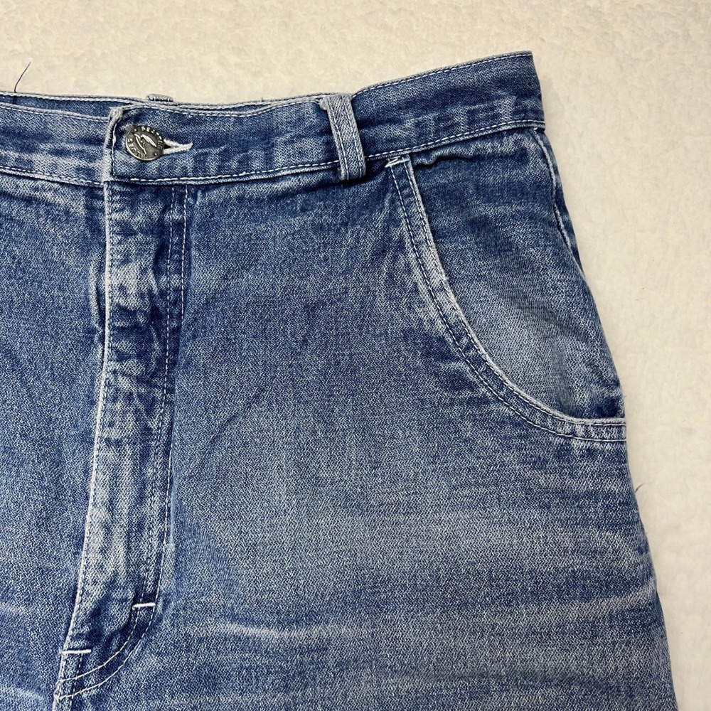 Seattle‎ Blues Vintage High Waisted Mom Jeans Blue Wash Raw Hem Heart Size 14